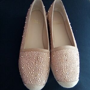 Stuart Weitzman Gold Beaded Espadrilles
